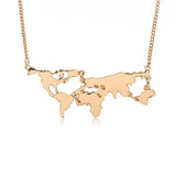 Gold/Silver/Black 3 Color Globe World Map Pendant Necklace - Uncommon Remington 