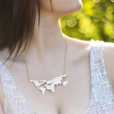 Gold/Silver/Black 3 Color Globe World Map Pendant Necklace - Uncommon Remington 