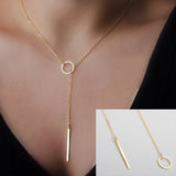New fashion  Y Shaped Bar Circle chain Necklace gift - Uncommon Remington 
