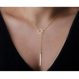 New fashion  Y Shaped Bar Circle chain Necklace gift - Uncommon Remington 