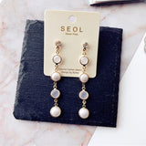 Elegant Half Round Pearl  Dangle Earrings (With free Heart stud earring) - Uncommon Remington 