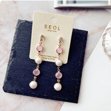 Elegant Half Round Pearl  Dangle Earrings (With free Heart stud earring) - Uncommon Remington 