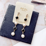 Elegant Half Round Pearl  Dangle Earrings (With free Heart stud earring) - Uncommon Remington 