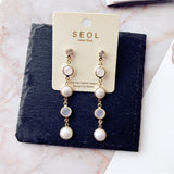 Elegant Half Round Pearl  Dangle Earrings (With free Heart stud earring) - Uncommon Remington 
