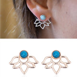 Lotus stud earrings turquoise stone - Uncommon Remington 