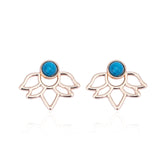 Lotus stud earrings turquoise stone - Uncommon Remington 