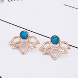 Lotus stud earrings turquoise stone - Uncommon Remington 