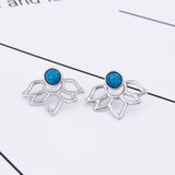 Lotus stud earrings turquoise stone - Uncommon Remington 
