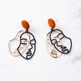 Artist style Design Vintage Wooden Gold Metal Statement Double Layer Dangle Earrings  (Various style) - Uncommon Remington 