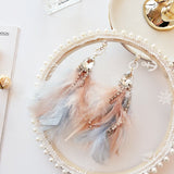 New Arrival Elegant Colorful Feather Tassel Earrings with shiny crystal beads - Uncommon Remington 