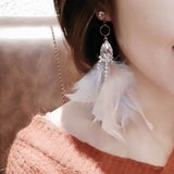 New Arrival Elegant Colorful Feather Tassel Earrings with shiny crystal beads - Uncommon Remington 
