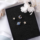 Universe Series Moon/Star/ Planet Stud Earrings (4pcs set) - Uncommon Remington 