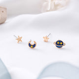 Universe Series Moon/Star/ Planet Stud Earrings (4pcs set) - Uncommon Remington 