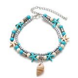 Vintage Shell Beads Pendant Anklets  Multi Layer Anklet  Handmade Bohemian Jewelry - Uncommon Remington 