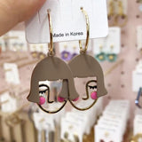 Artist style Design Vintage Wooden Gold Metal Statement Double Layer Dangle Earrings  (Various style) - Uncommon Remington 