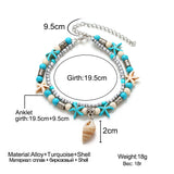 Vintage Shell Beads Pendant Anklets  Multi Layer Anklet  Handmade Bohemian Jewelry - Uncommon Remington 