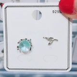 High Quality Crystal Blue Opal Stone Claw Whale Mermaid Tail Eyedrop Stud Earrings - Uncommon Remington 