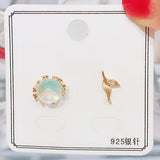 High Quality Crystal Blue Opal Stone Claw Whale Mermaid Tail Eyedrop Stud Earrings - Uncommon Remington 