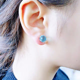 High Quality Crystal Blue Opal Stone Claw Whale Mermaid Tail Eyedrop Stud Earrings - Uncommon Remington 
