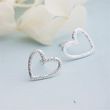 Matte texture Heart Stud Earring 100% 925 Sterling Silver - Uncommon Remington 