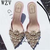 Sweet Elegant Pearl Beaded High-heeled Shoes (Thin Heels Pointed Toe) - Uncommon Remington 
