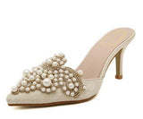 Sweet Elegant Pearl Beaded High-heeled Shoes (Thin Heels Pointed Toe) - Uncommon Remington 