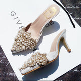 Sweet Elegant Pearl Beaded High-heeled Shoes (Thin Heels Pointed Toe) - Uncommon Remington 