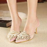 Sweet Elegant Pearl Beaded High-heeled Shoes (Thin Heels Pointed Toe) - Uncommon Remington 