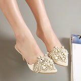 Sweet Elegant Pearl Beaded High-heeled Shoes (Thin Heels Pointed Toe) - Uncommon Remington 