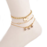 3 pcs/set  Elephant Crystal Star Gold Anklet Set - Uncommon Remington 