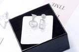 925 Sterling Silver Asymmetry Crystal Round/Square Drop Earrings - Uncommon Remington 