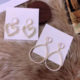 2019 Korean design style Water Drop Simulated Pearl Statement Earrings - Uncommon Remington 