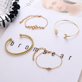 4 Pcs/ Set Classic  Multilayer Adjustable Open Bracelet Set - Uncommon Remington 