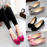 Women Loafers Candy Color Bowtie Slip On Suede Ballet Flats - Uncommon Remington 
