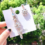 Design by Korean New Party Dangle　earrings Luxury Crystal Flower Asymmetric Drop Earrings - Uncommon Remington 