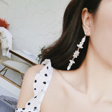 Design by Korean New Party Dangle　earrings Luxury Crystal Flower Asymmetric Drop Earrings - Uncommon Remington 