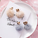 Sexy Cute Leopard Print Velvet Love Heart Pom Pom earrings - Uncommon Remington 