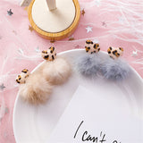 Sexy Cute Leopard Print Velvet Love Heart Pom Pom earrings - Uncommon Remington 