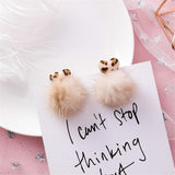 Sexy Cute Leopard Print Velvet Love Heart Pom Pom earrings - Uncommon Remington 