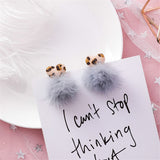 Sexy Cute Leopard Print Velvet Love Heart Pom Pom earrings - Uncommon Remington 