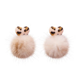 Sexy Cute Leopard Print Velvet Love Heart Pom Pom earrings - Uncommon Remington 