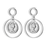 Vintage Avatar Coin Pendant Drop Earrings - Uncommon Remington 