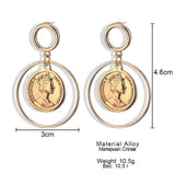 Vintage Avatar Coin Pendant Drop Earrings - Uncommon Remington 