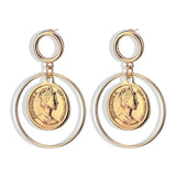 Vintage Avatar Coin Pendant Drop Earrings - Uncommon Remington 