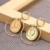 Vintage Avatar Coin Pendant Drop Earrings - Uncommon Remington 