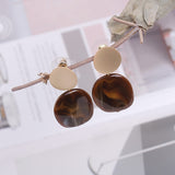 2019 New Design Curved Gold Metal Circle Geometric Acrylic Long Drop Earrings - Uncommon Remington 