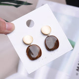 2019 New Design Curved Gold Metal Circle Geometric Acrylic Long Drop Earrings - Uncommon Remington 