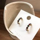 (S925 Pin) Vintage Pearl Crystal Rhinestone  Round Circle Small Hoop Earrings - Uncommon Remington 