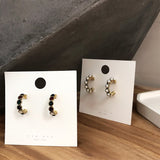 (S925 Pin) Vintage Pearl Crystal Rhinestone  Round Circle Small Hoop Earrings - Uncommon Remington 