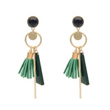 New Arrival Long Drop Earrings  Tassel & Geometry style  (Black Green Color Dangle Earring) - Uncommon Remington 